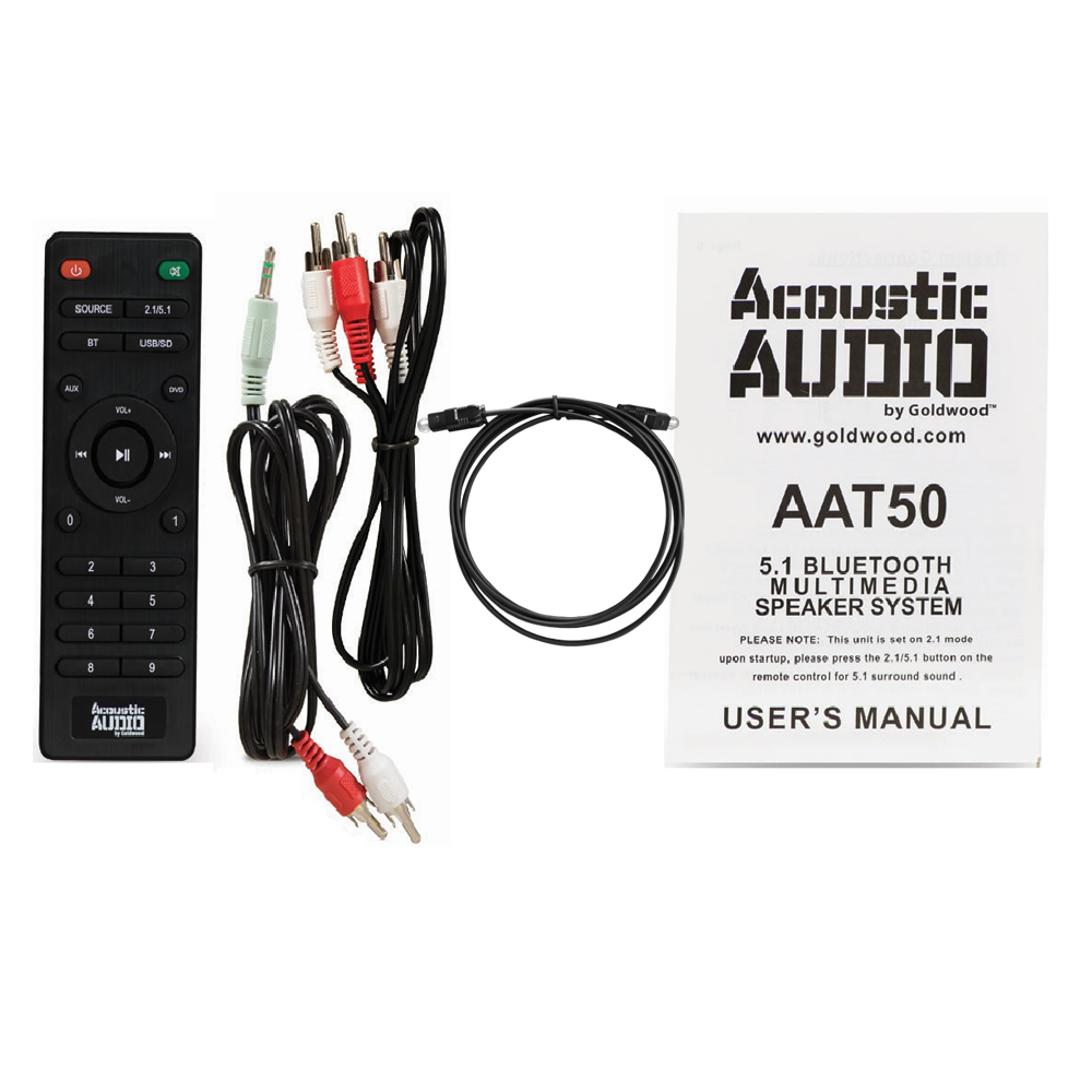 Acoustic Audio AAT5005 Bluetooth Tower 5.1 Home Theater Speaker System with Digital Optical Input and 8" Powered Subwoofer