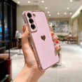 thumbnail image 3 of Luxury Plating Case For Samsung Galaxy S22 S23 Ultra S21 S20 FE A52 A53 S22 Plus A13 A54 A14 Love Heart Side Pattern Phone Cover, 3 of 5