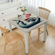 HAOXIT Cute Brown Sloth Tablecloth Santa Hat Big Lollipop Slo Ho Ho Quote Snow Animal Rectangle Tablecloth Picnic Tablecloth BBQ Table Cloths Polyester for Kitchen 54''x54''