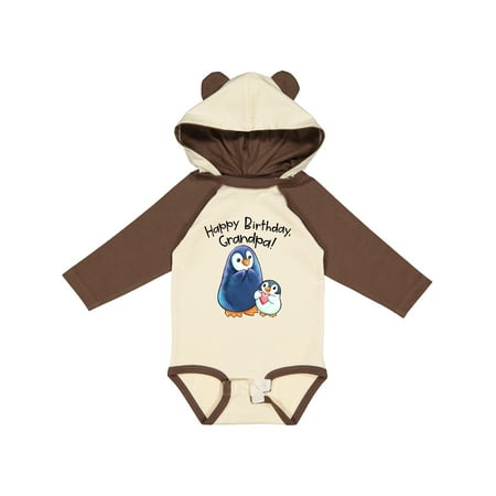 

Inktastic Happy Birthday Grandpa!- Cute Penguins Gift Baby Boy or Baby Girl Long Sleeve Bodysuit
