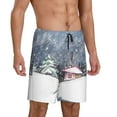 thumbnail image 2 of Naloa Watercolor Winter Landscape For Christmas Men's Short Pajama Pants, Lounge Comfort Shorts with Elasticized Waistband and Side Pockets - XX-Large, 2 of 9