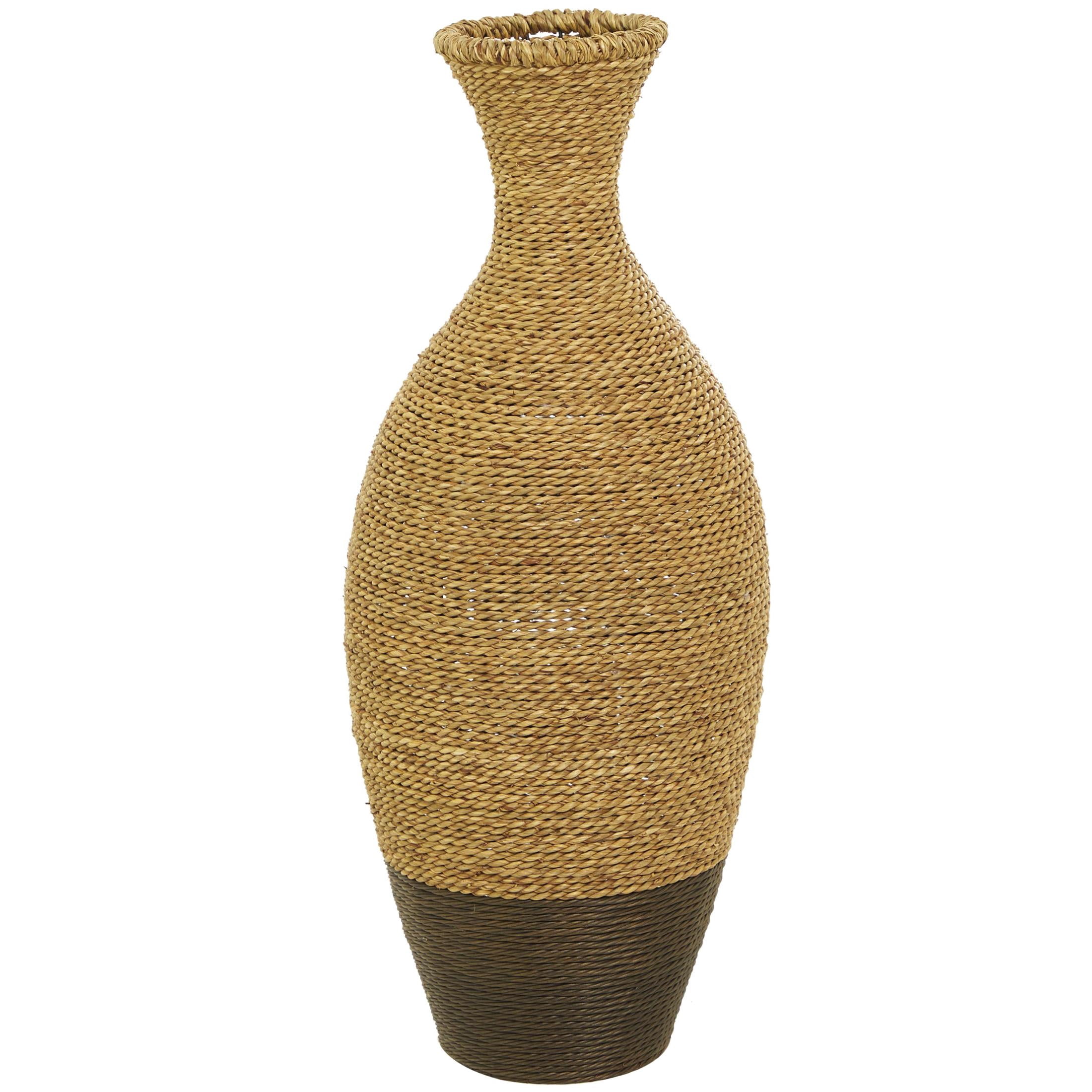 DecMode 27" Handmade Tall Woven Floor Brown Seagrass Vase