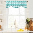 thumbnail image 4 of Tie Up Valances for Windows, Turquoise Striped Ombre Adjustable Valance Curtains Window Treatment for Living Room, Geometric Modern Gradient Ocean White Rod Pocket Kitchen Curtains 60x18 Inch, 4 of 9