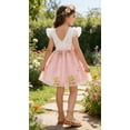 thumbnail image 5 of Toddler Girls Summer Double layered Tutu Dress Tulle Dresses Fluffy Sundress with Sequined Mesh & Bowknot Belt Party Princess Outfit for 2-3 T Kids, Pink Floral, 5 of 15