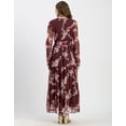 thumbnail image 4 of Moomaya Printed Flared Maxi Dress For Women, V-Neck Long Sleeve, Chiffon Maxi Dress, 4 of 9