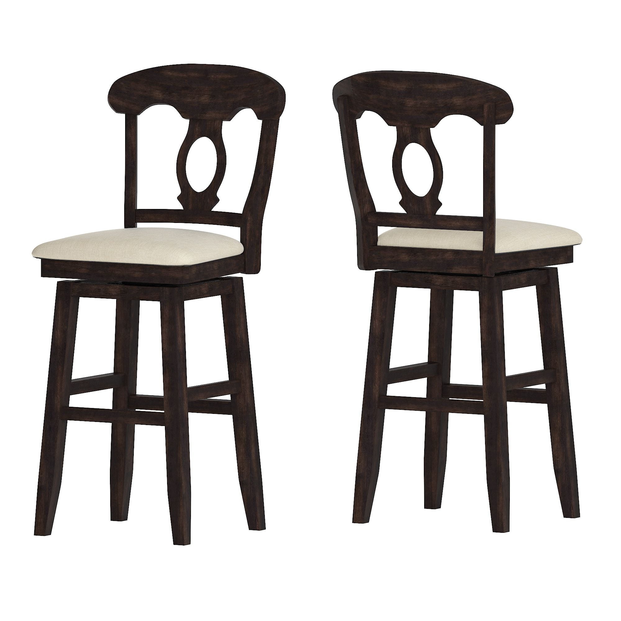 Weston Home Sheena Napoleon Back Bar Height Wood Swivel Stool, Antique Black