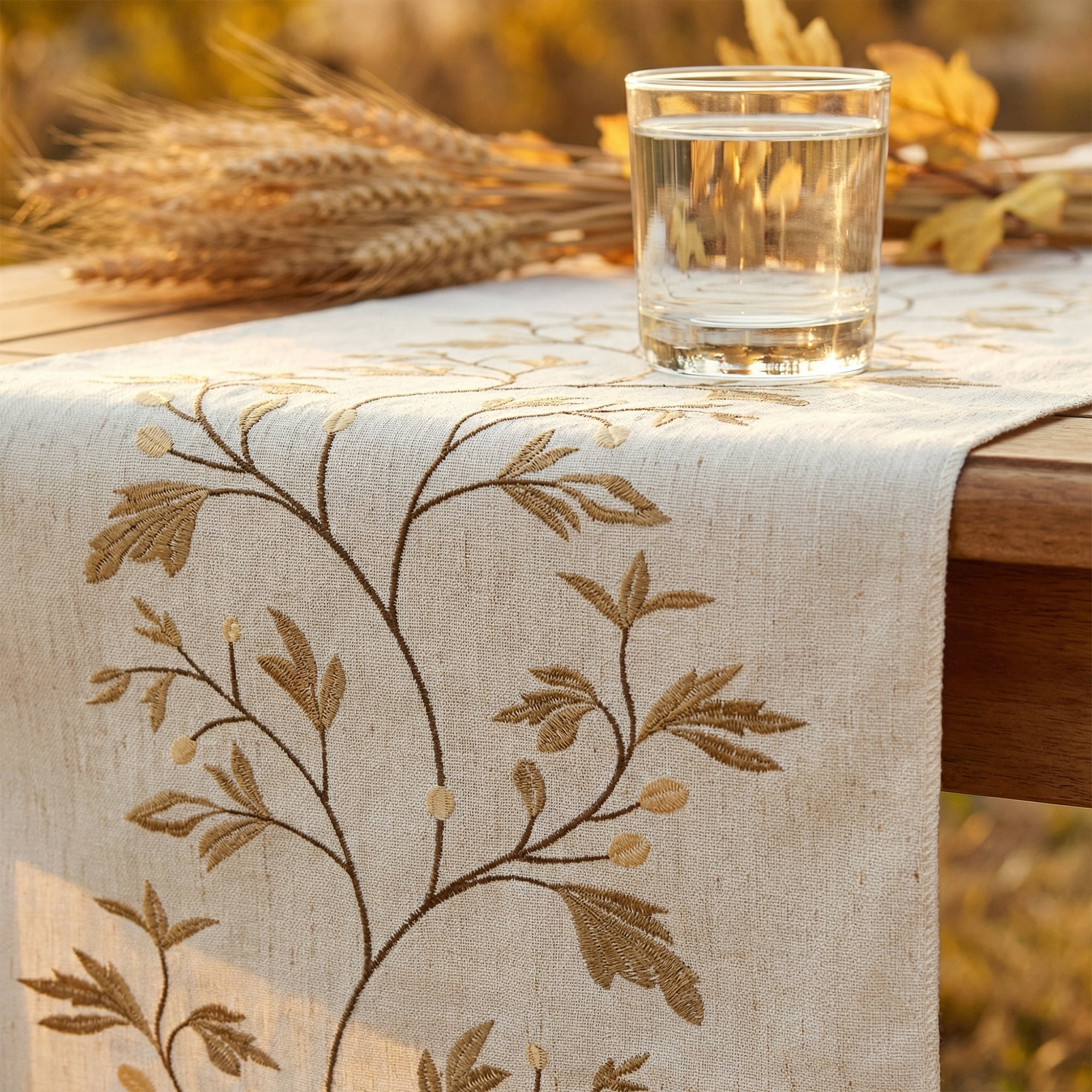 Unique Bargains Long Washable Floral Table Runner for Dining Decor Coffee 15.4"x70.9"