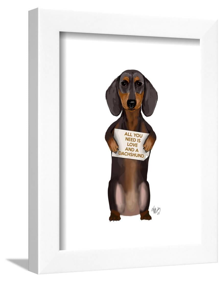 Love And Dachshund Framed Print Wall Art By Fab Funky