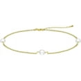 thumbnail image 6 of Dainty Pearl Link Chain Bracelet for Women - 14K Gold Filled, Three Freshwater Pearl Culture Bracelet | Delicate & Stylish Jewelry for Any Occasion, 6 of 7