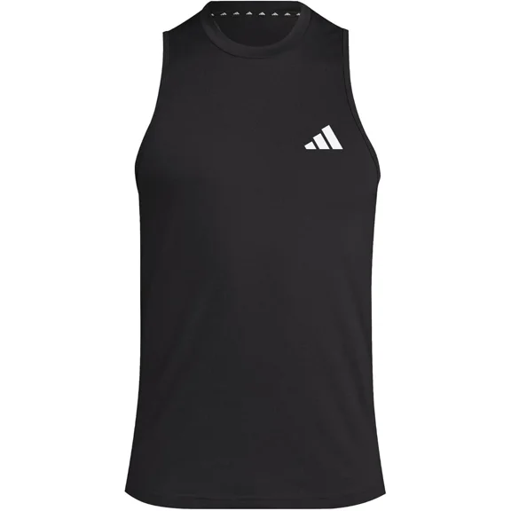adidas Mens Training Essentials Feel Ready Logo Sleeveless T-Shirt Tank (Black/White, Large)