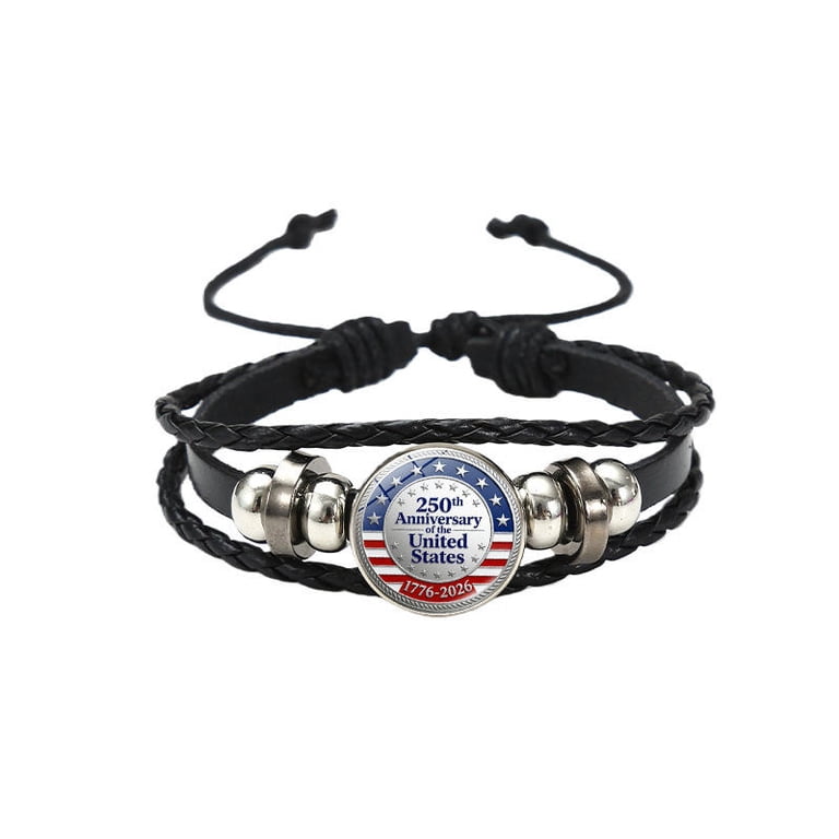 USA 250th Anniversary Leather Bracelet Patriotic Statue of Liberty