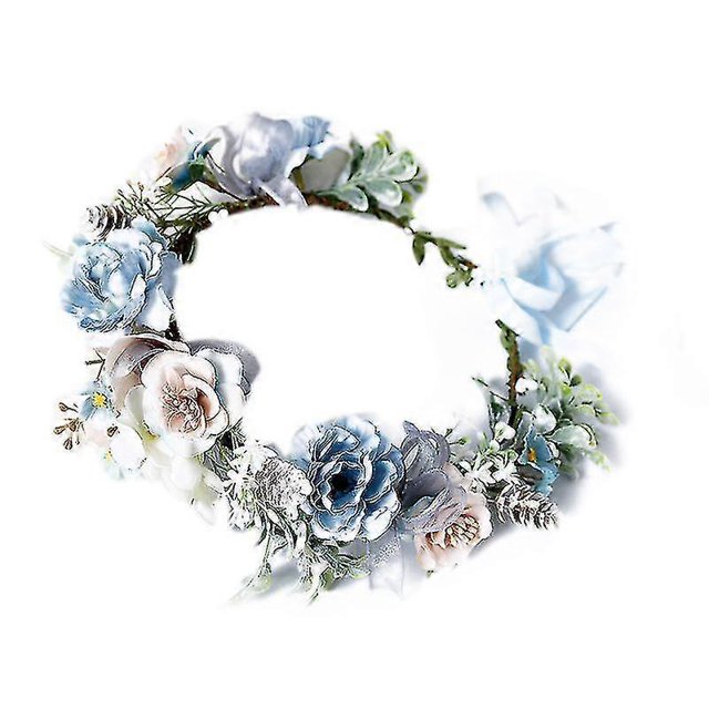 Bride Flower Hair Wreath With Tie Flower Crown Floral Wreath Headband Wedding Party