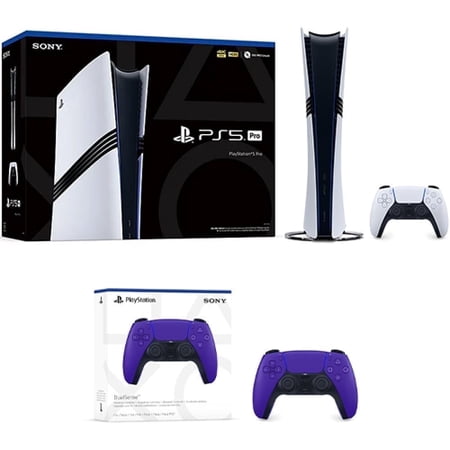 PlayStation 5 Pro Console + PlayStation 5 DualSense Wireless Controller Galactic Purple - Includes PS5 Pro Console & 2 DualSense Controllers