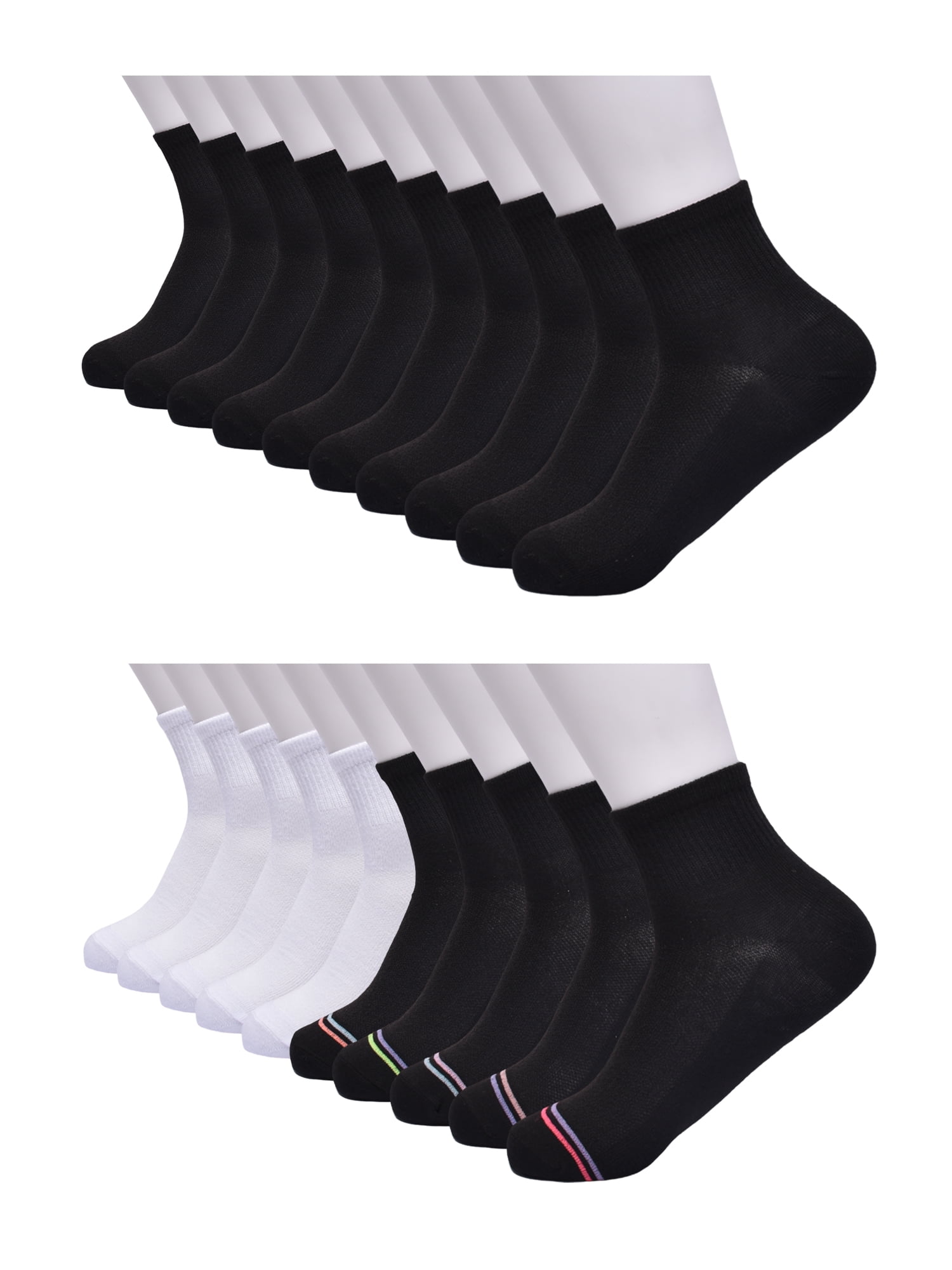 Wonder Nation Girls Ankle Sock, 20 Pack, Sizes S-L