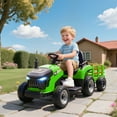 thumbnail image 2 of Qaba Tracteur pour Enfants avec Trailor, Voiture pour Enfants 12V, Vert, 2 of 10