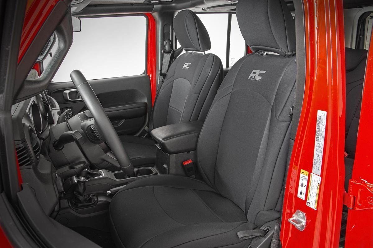 Rough Country Neoprene Seat Cover (fits) 2018-2020 Jeep Wrangler JL | 4DR | Rear Center Armrest | 1st/2nd Row | 91012