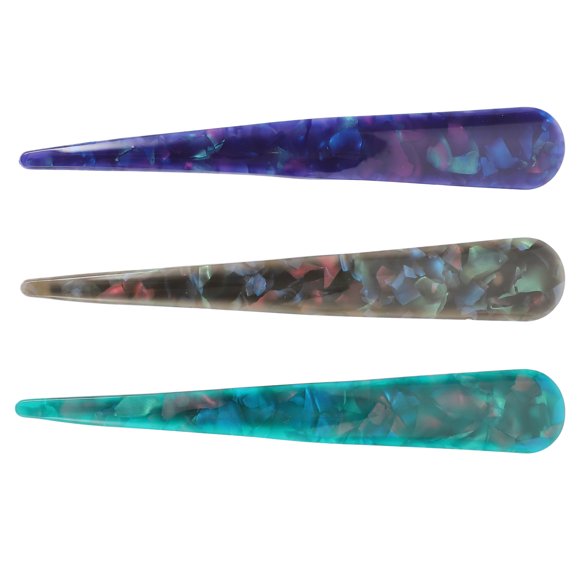 NIYANGLE 3Pcs Snap Hair Clips For Women Acrylic Pointed Tip Design Modern Decoration Parties Ceremonies