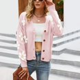 thumbnail image 2 of Arlun Fall Cute Daisy Jacquard Knit Cardigan Sweater for Women Button up Long Sleeve Cardigans Coat Floral Knitted Long Sleeve Open Front Outwear Y2k Slouchy Thin Sweaters Pink M, 2 of 5