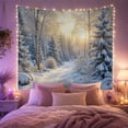 thumbnail image 2 of Snowy Forest Path with Birch Trees and Golden Sunlight Serene Rustic for Nature Lovers, Winter Forest Wall Art Christmas Gift, Tapestry Wall Hanging for Living Room and Bedroom, 2 of 7
