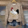 thumbnail image 2 of XPMWRP Women's Rooster Embroidery Fashion Sweatshirt Oversized Long Sleeve Fall Winter Pullover Crew Neck Loose Sweatshirts Yellow XL, 2 of 4