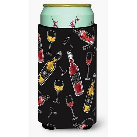 

Red & White Wine on Black Tall Boy Beverage Insulator Hugger