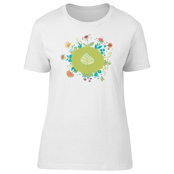 A Single Cartoon Green Leaf T-Shirt Women -Image by Shutterstock, Female Small