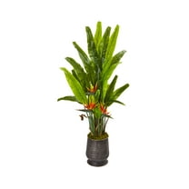 Nearly Natural Green 62" Bird of Paradise Artificial Plant in Decorative Planter