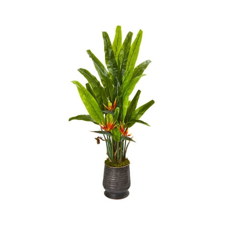 Nearly Natural Green 62" Bird of Paradise Artificial Plant in Decorative Planter