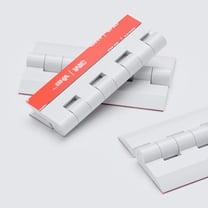 4 x 75mm White Acrylic Piano Hinges. No glue required, Self Adhesive. White Plastic, (2 61/64 in) -4 Pack-