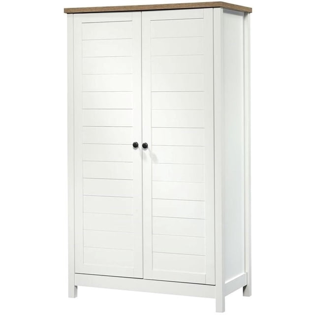 Pemberly Row Armoire de Rangement Contemporaine Haute en Bois, Blanc Doux