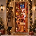 thumbnail image 3 of Christmas Front Door Cover with Elastic Edges, Festive Holiday Door Decorations for Front Door, Xmas Party Home Indoor Outdoor Decor, 3 of 4
