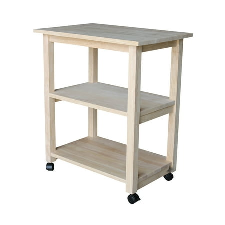 International Concepts Mobile Wood Microwave Cart Unfinished