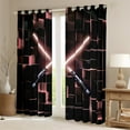 thumbnail image 2 of Erosebridal Laser Lights Game Curtains Pack of 2 (38x54),Geometric Geometry Buffalo Black Out Curtains,Neon Pink Curtains for Living Room For Youth,Super Cozy Room Decoration, 2 of 7
