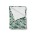 thumbnail image 2 of Floral Soft Flannel Fleece Throw Blanket, Water Lily Flowers and Leaves on Wetland Themed Background Colored in Cold Tones, Cozy Plush for Indoor and Outdoor Use, 50" x 60", Multicolor, by Ambesonne, 2 of 5