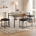 thumbnail image 4 of Space-Saving Dining Table Set for 4,Modern Table with Upholstered Bench & 2 Stools,Perfect for Small Apartments, Studios, or Breakfast Nooks, 4 of 8