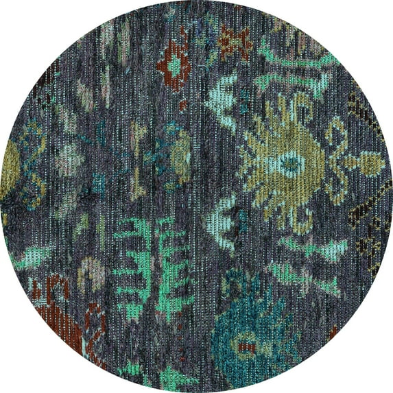 Ahgly Company Indoor Round Abstract Light Blue Modern Area Rugs, 5' Round