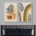 thumbnail image 2 of IDEA4WALL Framed Canvas Print Wall Art Set Mid-Century Green Rainbow Plant Vase Nature Illustrations Modern Art Rustic Decorative for Living Room, Bedroom, OfficeL - 16"x24"x2 White, 2 of 5