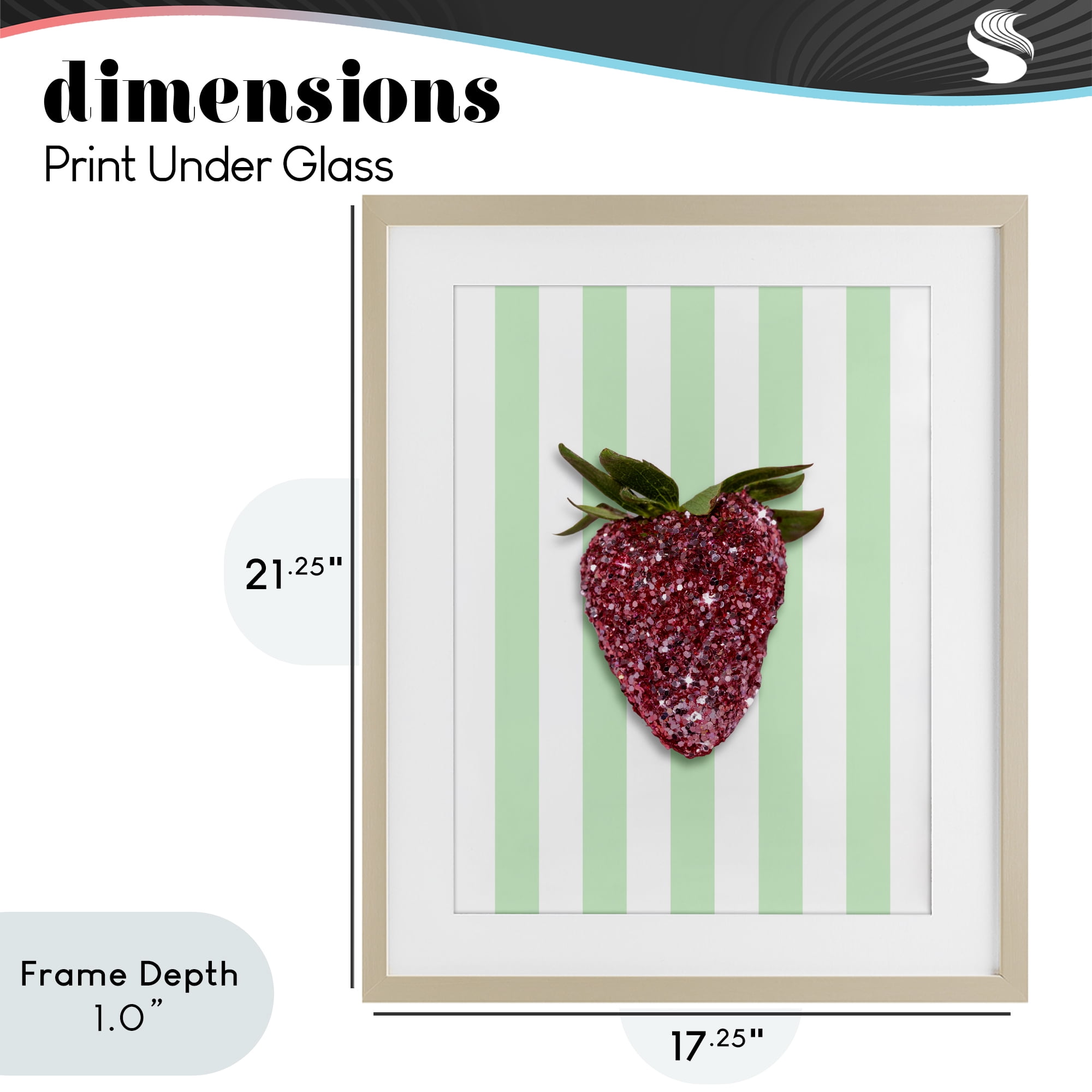Stupell Industries Glimmer Cherry on Green Stripes Birch Framed Print Under Glass, design by LISH Creative
