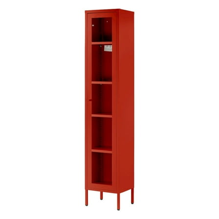 Glamour Home Avis 71-inch Red Metal Cabinet with Clear Door