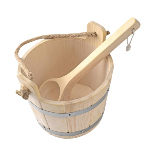 Barril de madera para sauna y cucharón portátil de 5 l, resistente, práctico, de gran capacidad para sauna, hogar, spa y baño