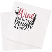 20pcs Funny Fiesta Wine Drinking Quotes Saying Cocktail Napkins Party Beverage Bar Paper Novelty Humorous Quirky Gag Gift 5 x 5 (Wine A Little Laugh A Lot) 5"x5"