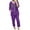 Purple, variant on LYXSSBYX 2 Piece Outfit for Women Fall Women's Casual and Fashionable Solid Color Double Pocket Button Up Five Quarter Sleeve Top and Pants Set