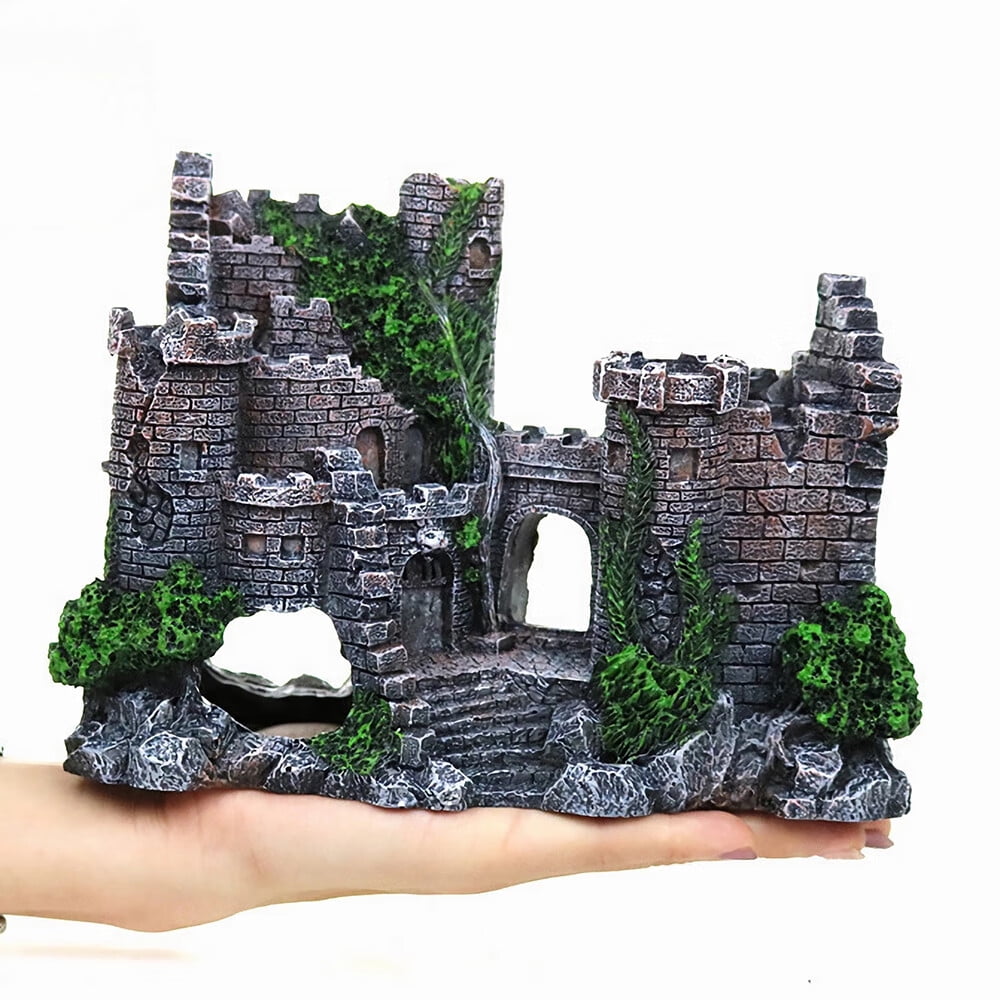 Aquarium Castle Air Bubbler Fish Tank Decorations for Betta Fish Ornament Small and Medium Fish