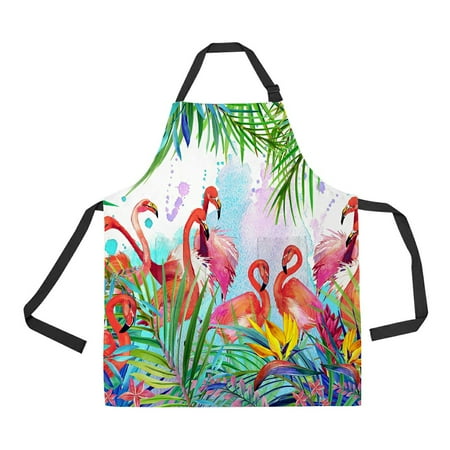 

ABPHQTO Tropical Exotic Bird Leaves Flowers Summer Floral Apron Home Kitchen Apron with Pockets