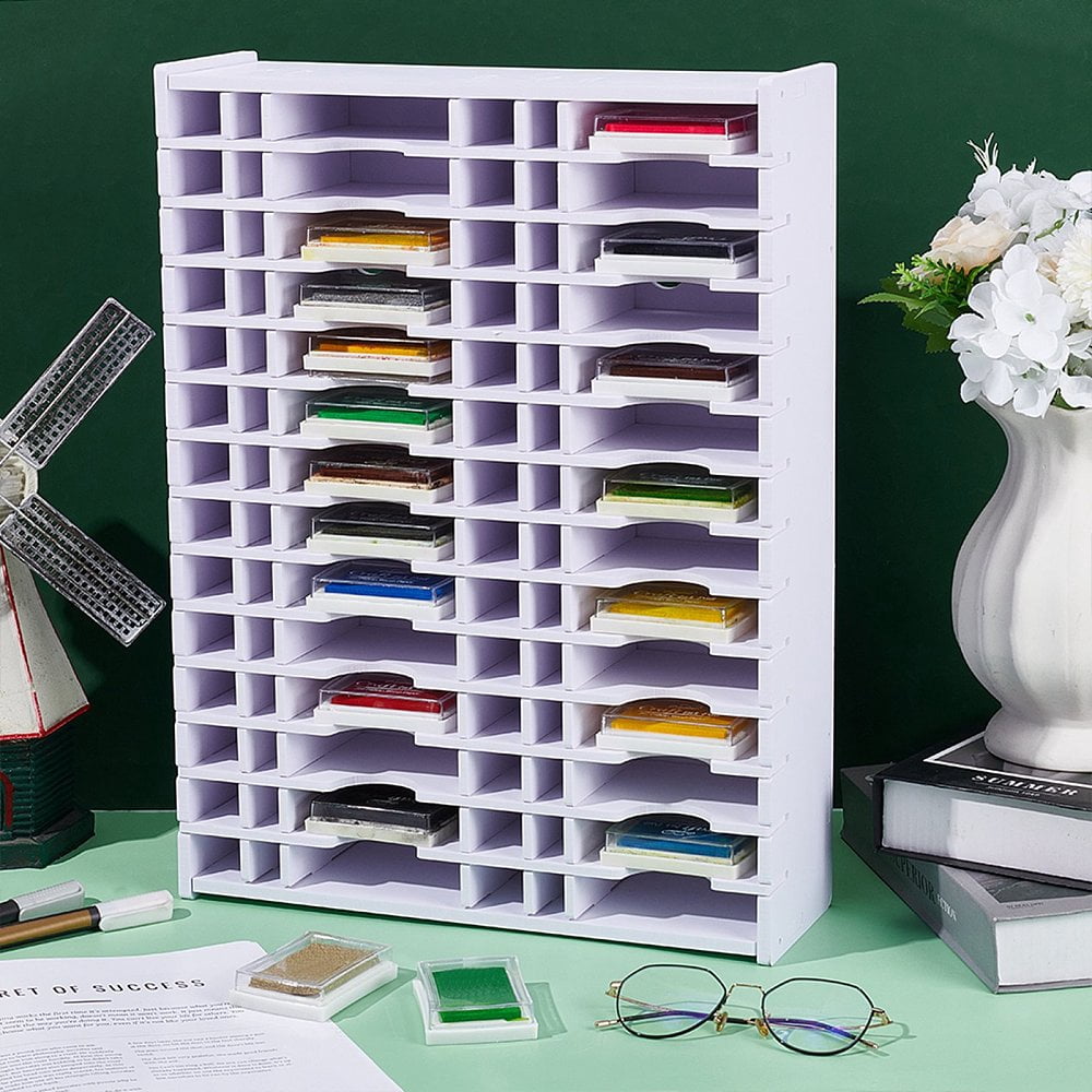 Ink Pad Storage Rack Stamp Organizer Holder for Desktop 28 Grids Inkpad Storage Box Inkpad Tray Organizer Rack Ink Pad Combo Racks 33.3x10.8x45cm