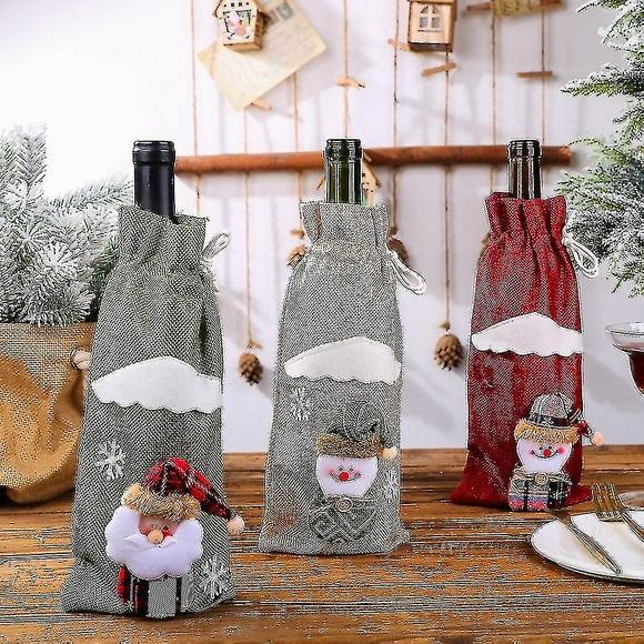 Bolsas navideñas JanHm para cubrir botellas de vino decoraciones navideñas