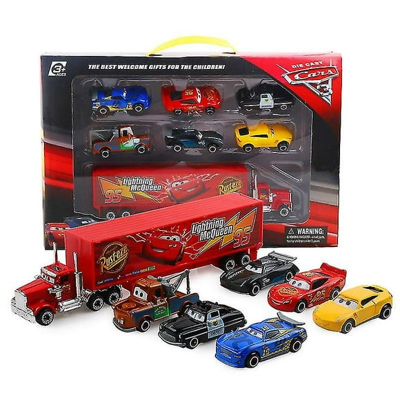 7pcs Set Disney Pixar Car 3 Lightning Mcqueen Jackson Storm Mack Uncle Truck 1:55 Diecast Metal Car Model Toy Boy Gift