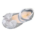 thumbnail image 1 of HBFAGFB Chaussures de Robe pour Fillettes Mode Danse Paillettes Strass Maille Nœud Boucle Argent Taille 27, 1 of 6