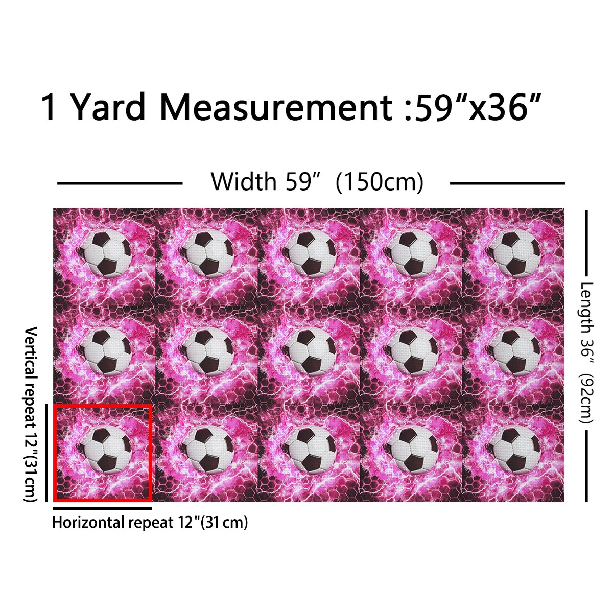Feelyou Teens Neon Soccer Fabric by the Yard 3 Yards, Honeycomb Geometric Sewing Fabric, Football Sports Lover Home Decor Fabric by the Yard, Super Cozy Room Decor