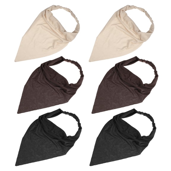 Unique Bargains 6pcs Scarf Headbands Triangle Bandana Elastic Scarf Headband for Women Girls Coffee Color Black Khaki